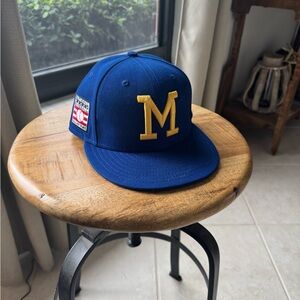 Milwaukee Brewers New Era Royal Blue Cap with Gold 'M' Emblem